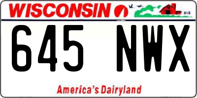 WI license plate 645NWX
