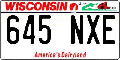 WI license plate 645NXE