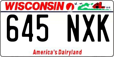 WI license plate 645NXK