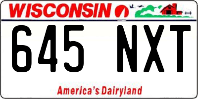 WI license plate 645NXT