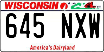 WI license plate 645NXW
