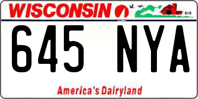WI license plate 645NYA