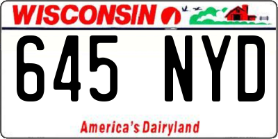 WI license plate 645NYD