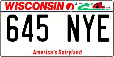 WI license plate 645NYE