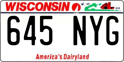 WI license plate 645NYG