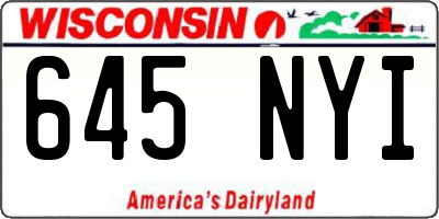 WI license plate 645NYI