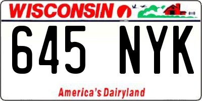 WI license plate 645NYK
