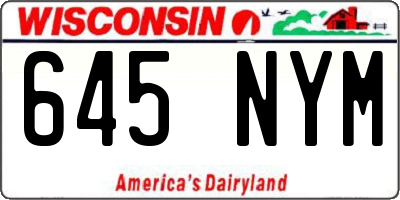 WI license plate 645NYM