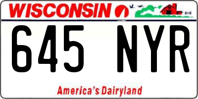 WI license plate 645NYR