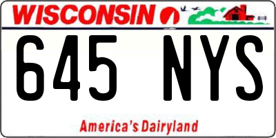 WI license plate 645NYS