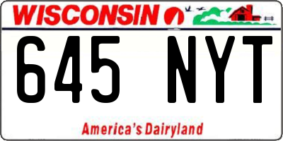 WI license plate 645NYT
