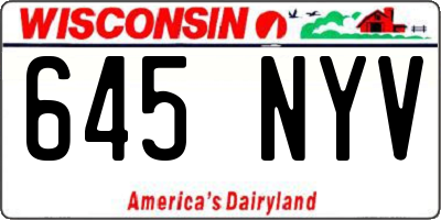 WI license plate 645NYV