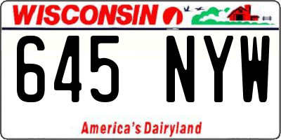 WI license plate 645NYW