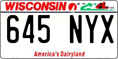 WI license plate 645NYX