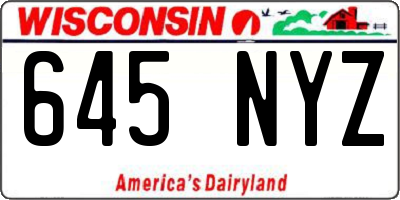 WI license plate 645NYZ