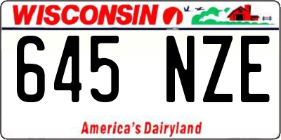 WI license plate 645NZE