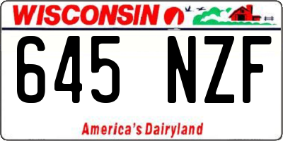 WI license plate 645NZF