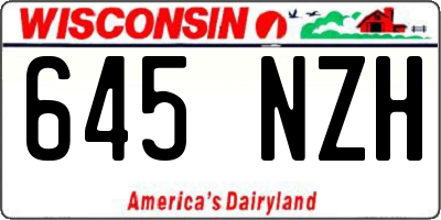 WI license plate 645NZH