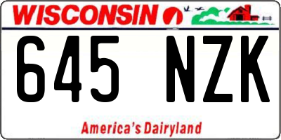 WI license plate 645NZK