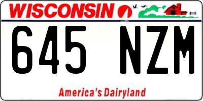 WI license plate 645NZM