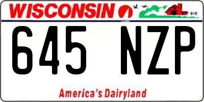 WI license plate 645NZP