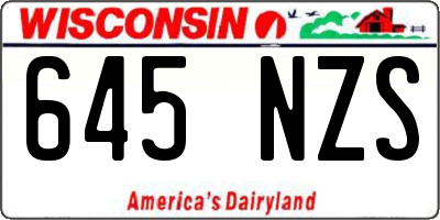 WI license plate 645NZS