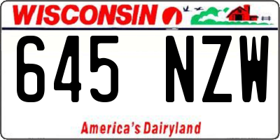 WI license plate 645NZW