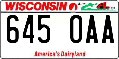 WI license plate 645OAA