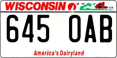 WI license plate 645OAB