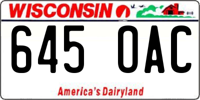 WI license plate 645OAC