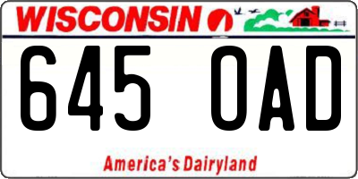 WI license plate 645OAD