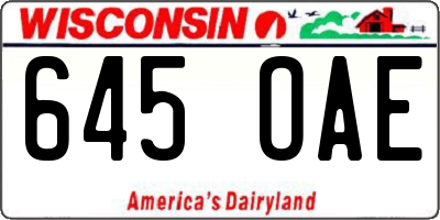 WI license plate 645OAE