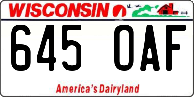 WI license plate 645OAF
