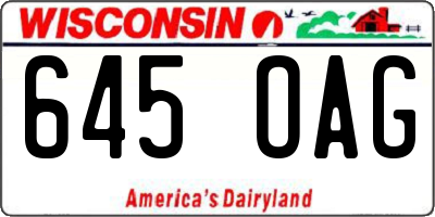 WI license plate 645OAG