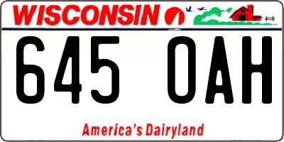 WI license plate 645OAH