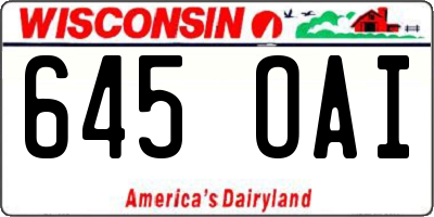 WI license plate 645OAI