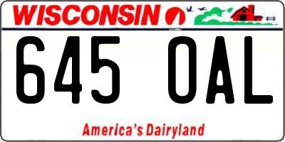WI license plate 645OAL