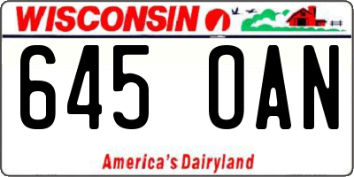 WI license plate 645OAN