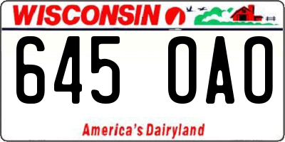 WI license plate 645OAO