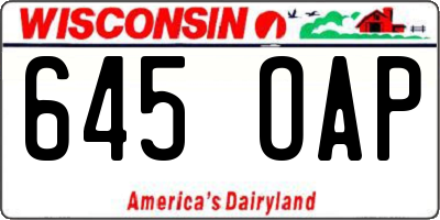 WI license plate 645OAP