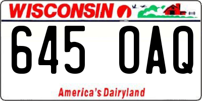 WI license plate 645OAQ