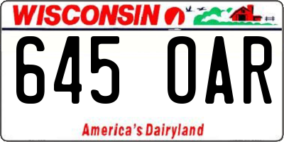 WI license plate 645OAR