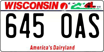 WI license plate 645OAS