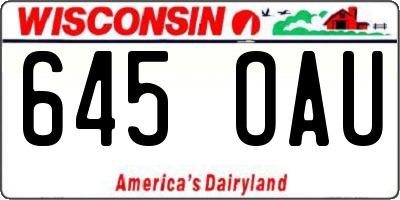 WI license plate 645OAU