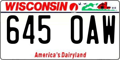 WI license plate 645OAW