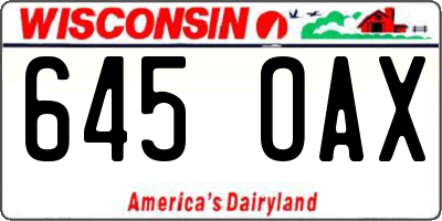 WI license plate 645OAX