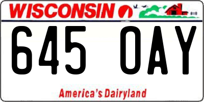 WI license plate 645OAY