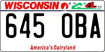WI license plate 645OBA