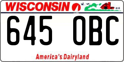 WI license plate 645OBC