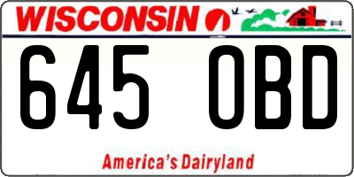 WI license plate 645OBD
